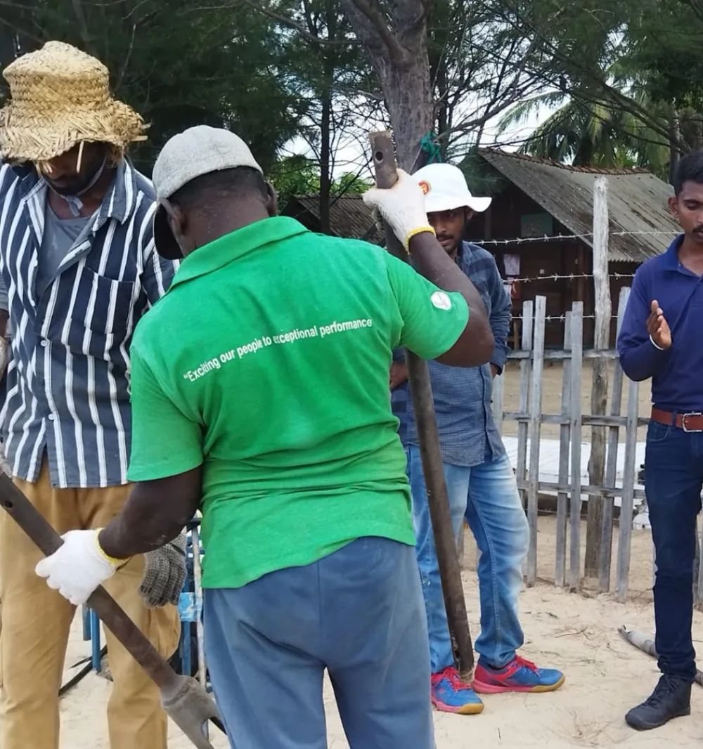 Field team on a beach programme